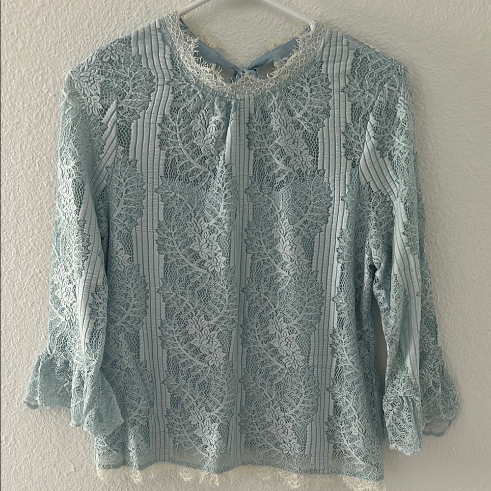 Elegant Lace Women's Top in Light Blue